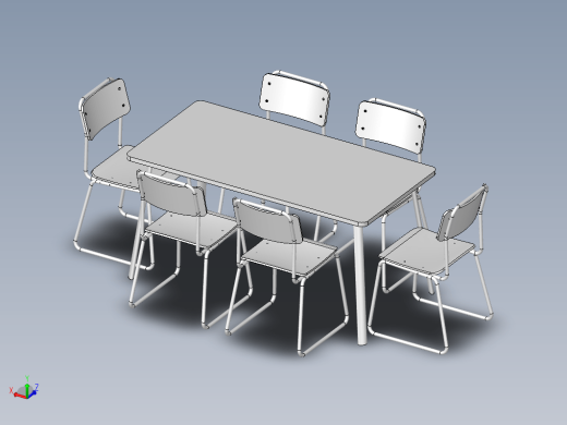 6人餐桌椅模型缩略图