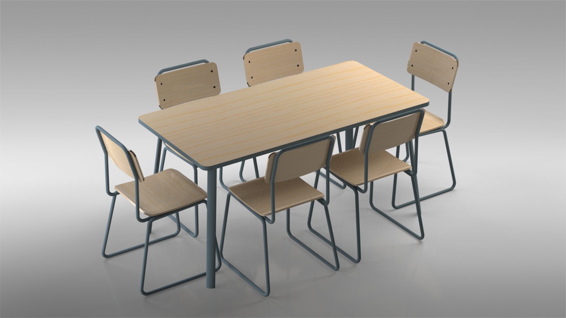 6人餐桌椅模型