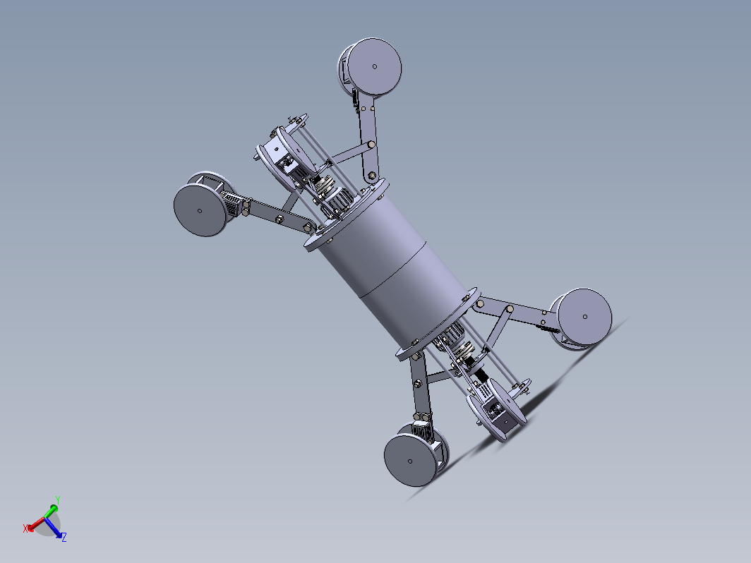 管道内行走机器人结构设计（滚轮式）三维SW2020带参+CAD+说明书