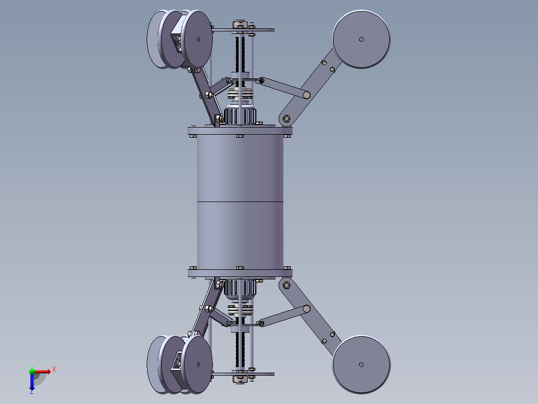 管道内行走机器人结构设计（滚轮式）三维SW2020带参+CAD+说明书