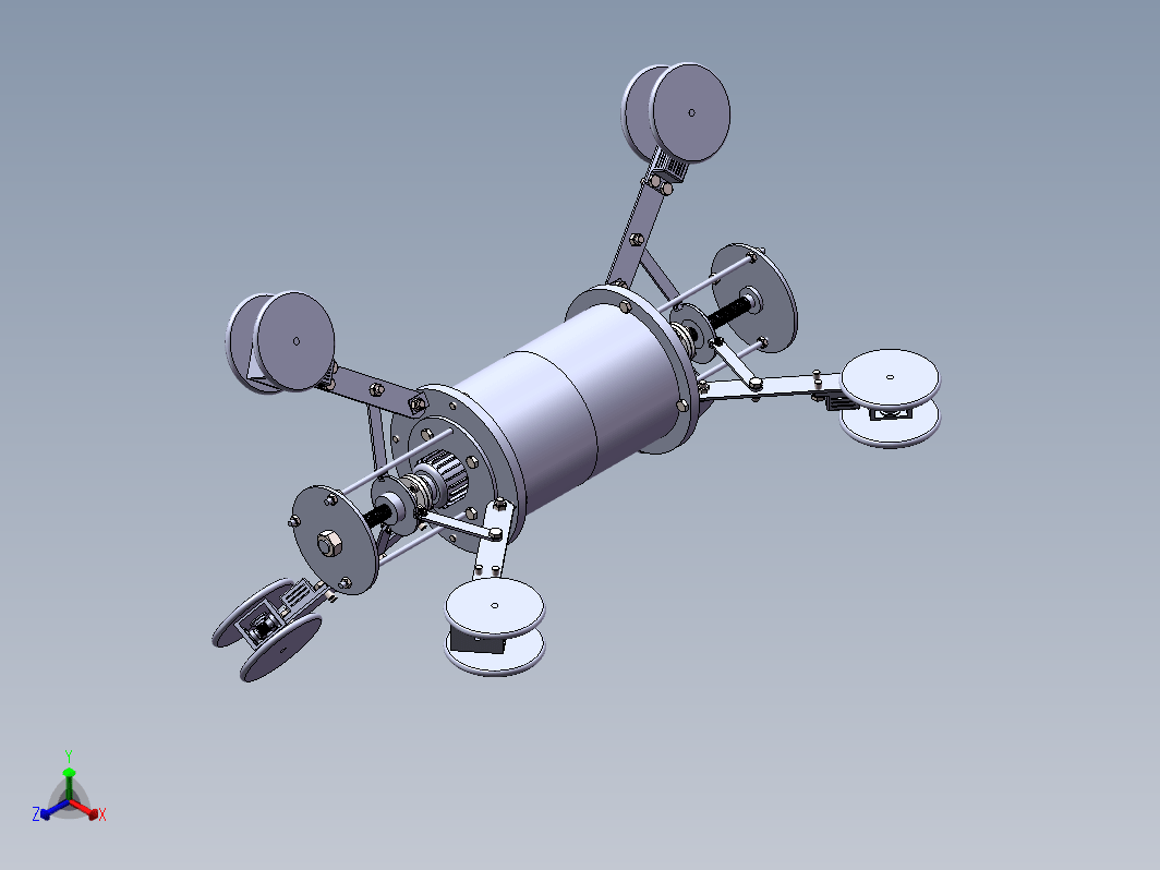 管道内行走机器人结构设计（滚轮式）三维SW2020带参+CAD+说明书