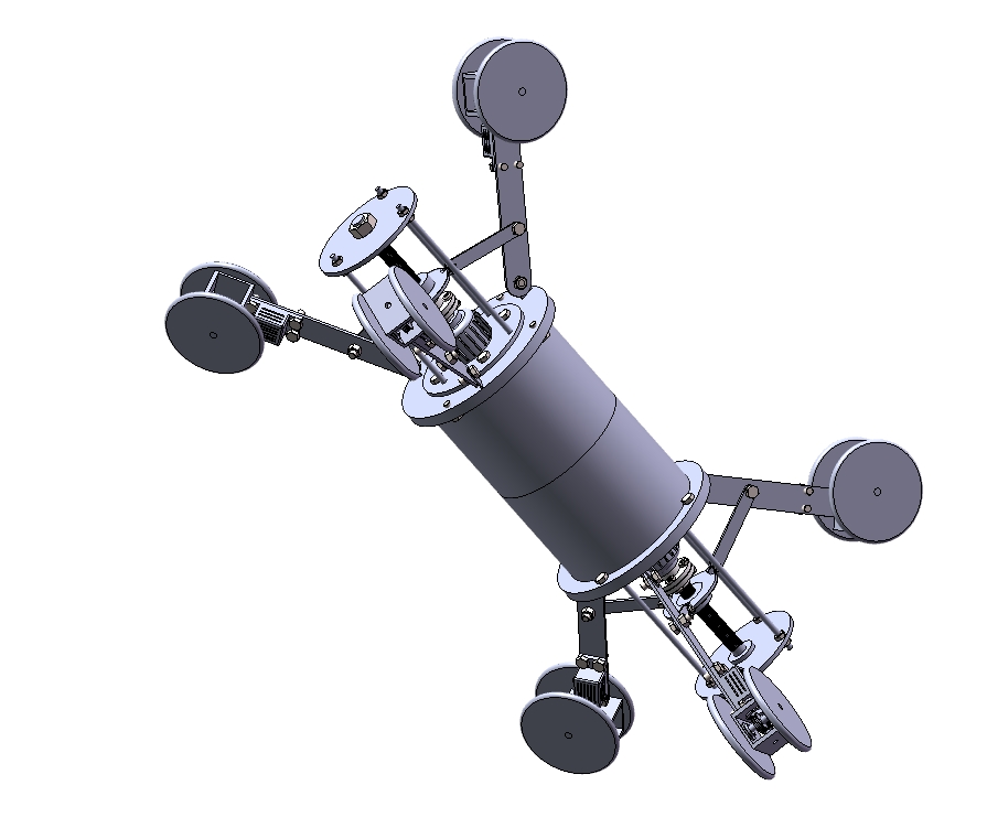 管道内行走机器人结构设计（滚轮式）三维SW2020带参+CAD+说明书