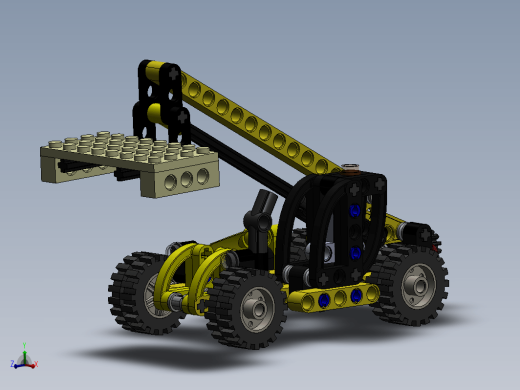 伸缩臂叉车3D拼装玩具模型图