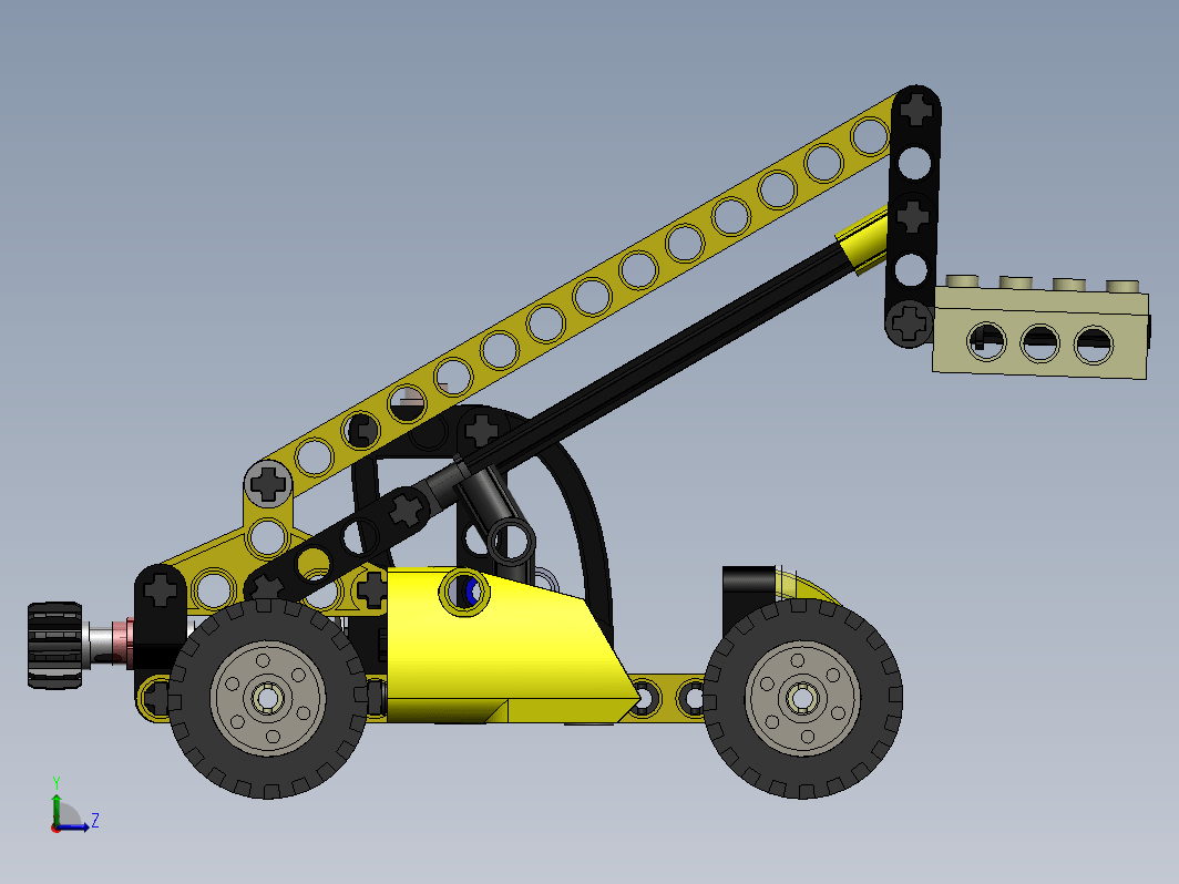 伸缩臂叉车3D拼装玩具模型图