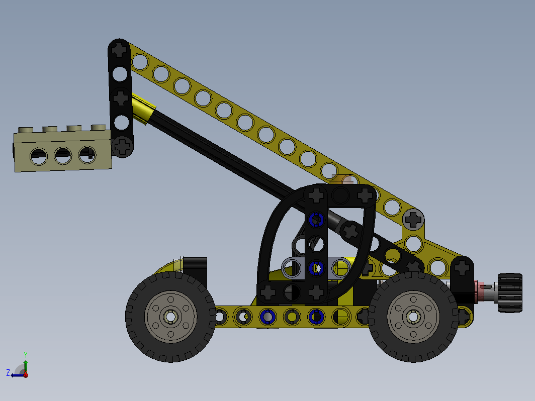 伸缩臂叉车3D拼装玩具模型图