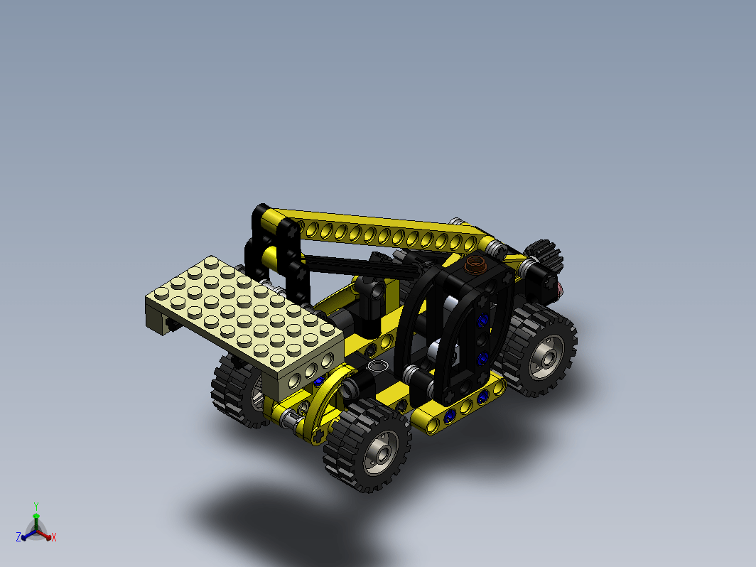 伸缩臂叉车3D拼装玩具模型图