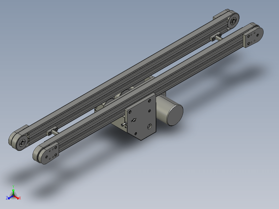 中间电机，双边同步带输送机模型