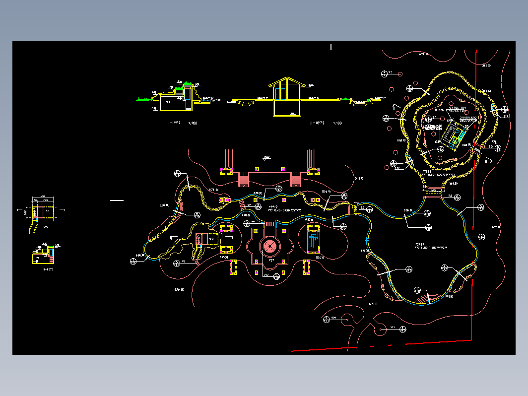 景观溪流水池河岸CAD设计施工图-溪流012