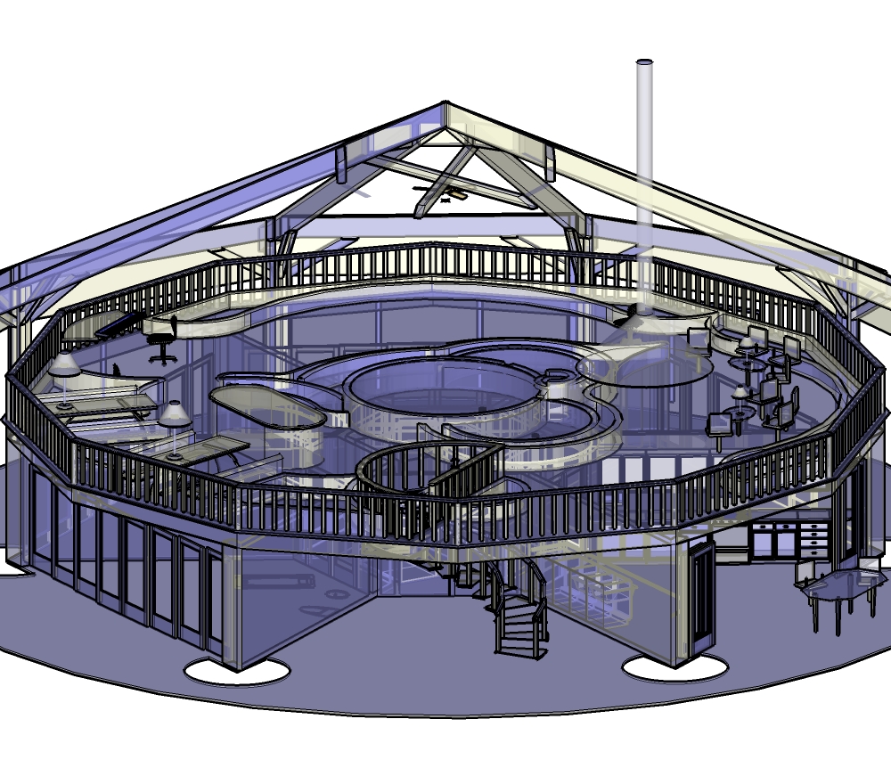 Octhaus圆锥顶建筑物模型3D图纸 AUTOCAD设计 dwg格式