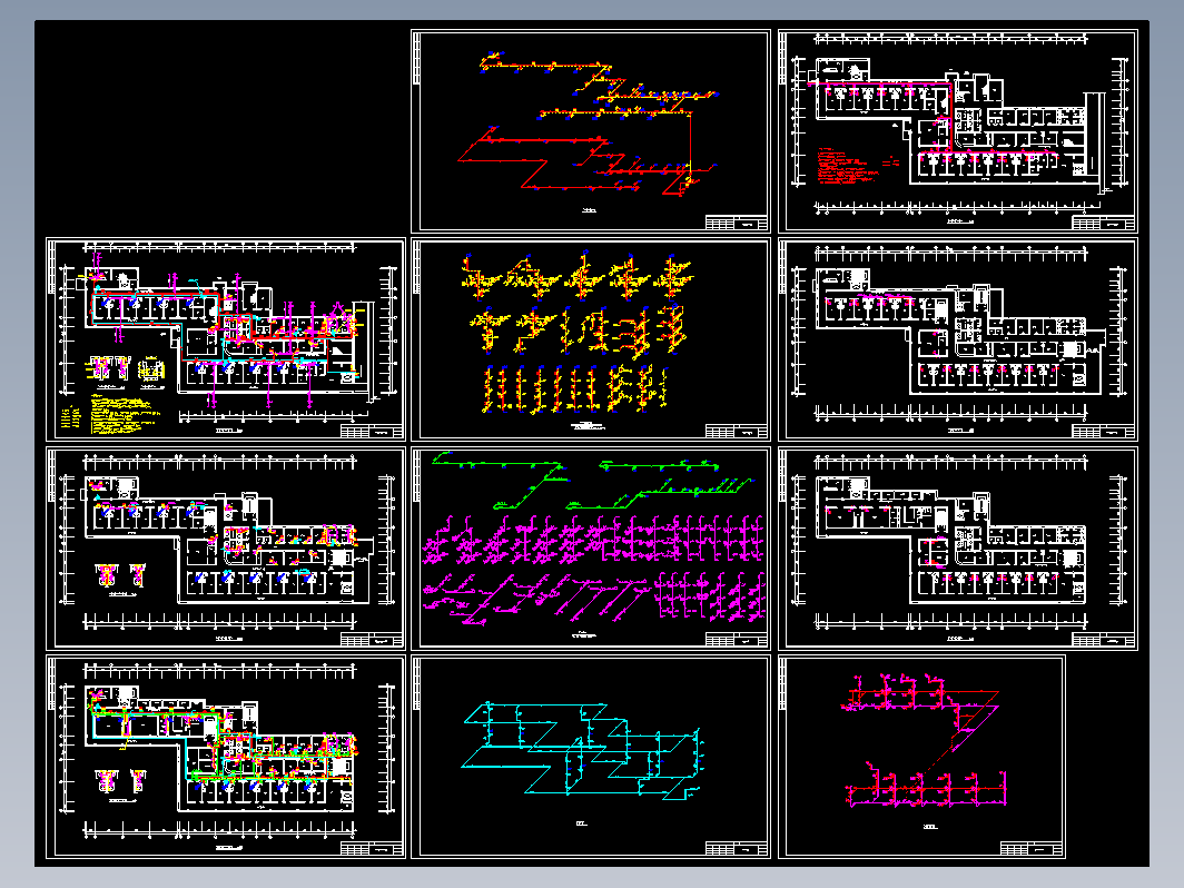 三层医院给排水及供氧平面设计图