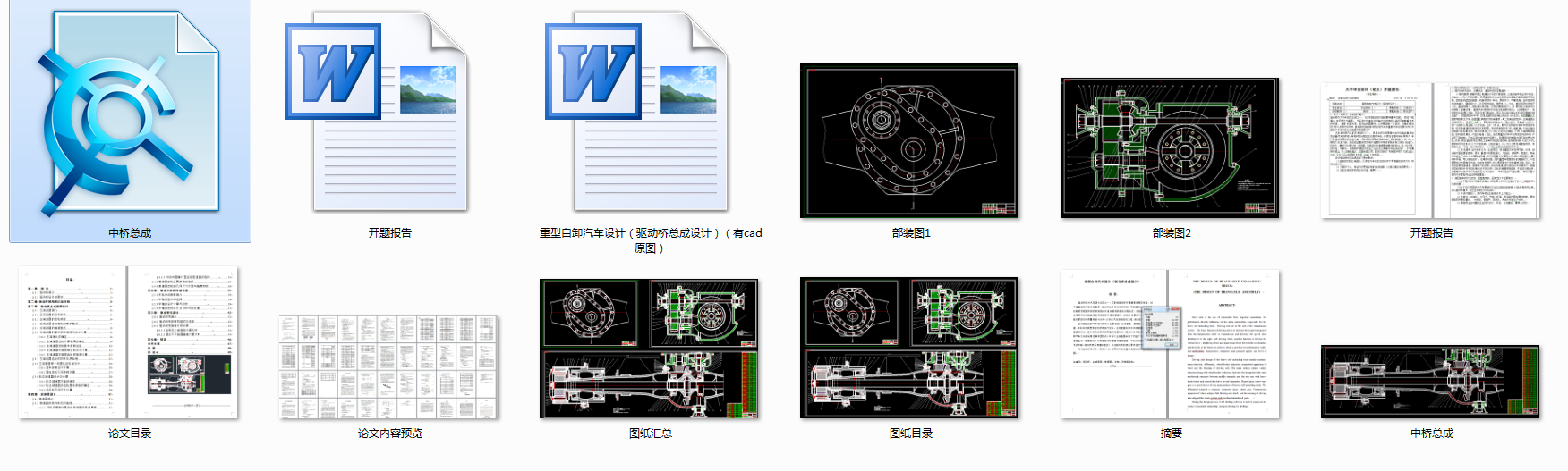 重型自卸汽车设计（驱动桥总成设计+说明书）