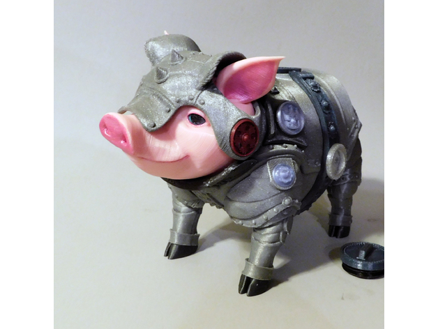 身披铠甲的可爱小猪猪模型