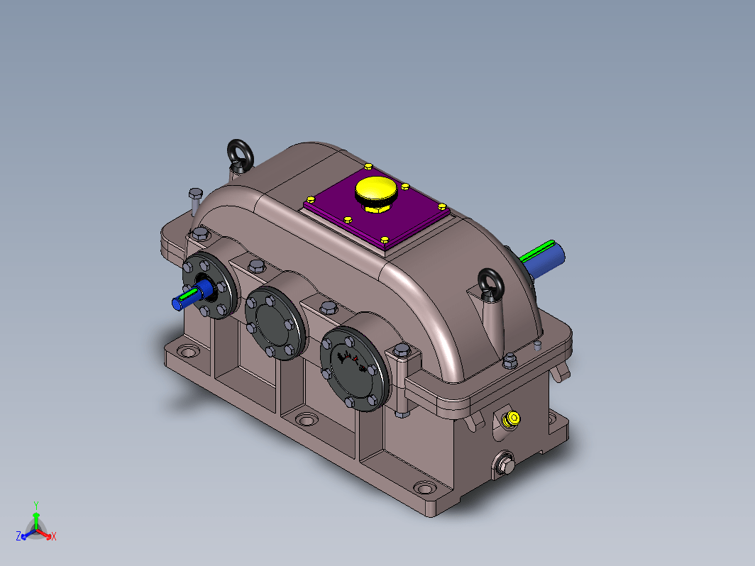 二级展开式减速器设计3D模型