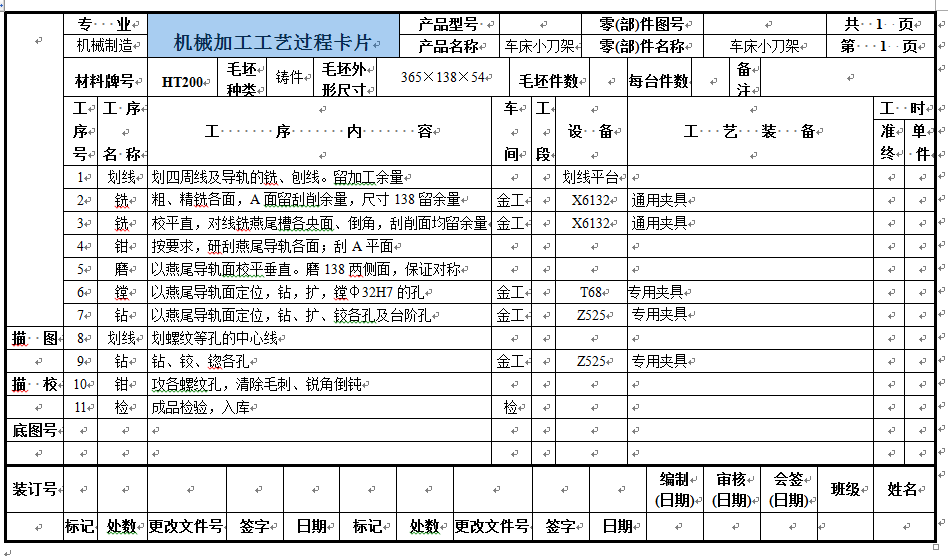 工艺夹具-车床小刀架机械加工工艺及镗孔的夹具设计+说明书