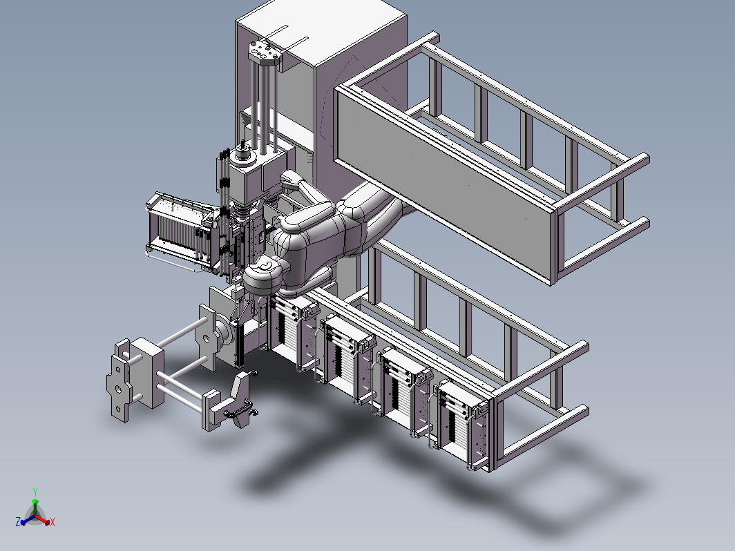 带自动进料装置的车床3D模型