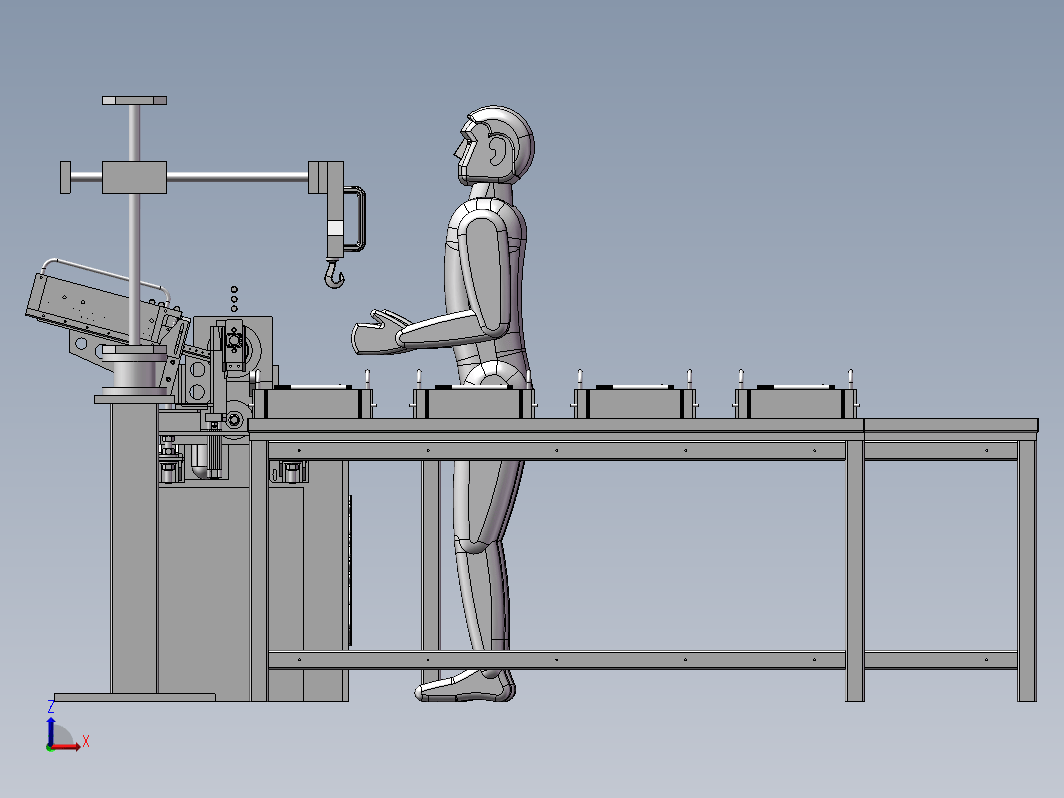 带自动进料装置的车床3D模型