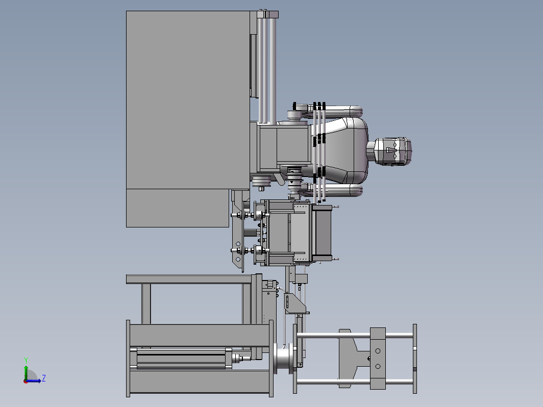 带自动进料装置的车床3D模型