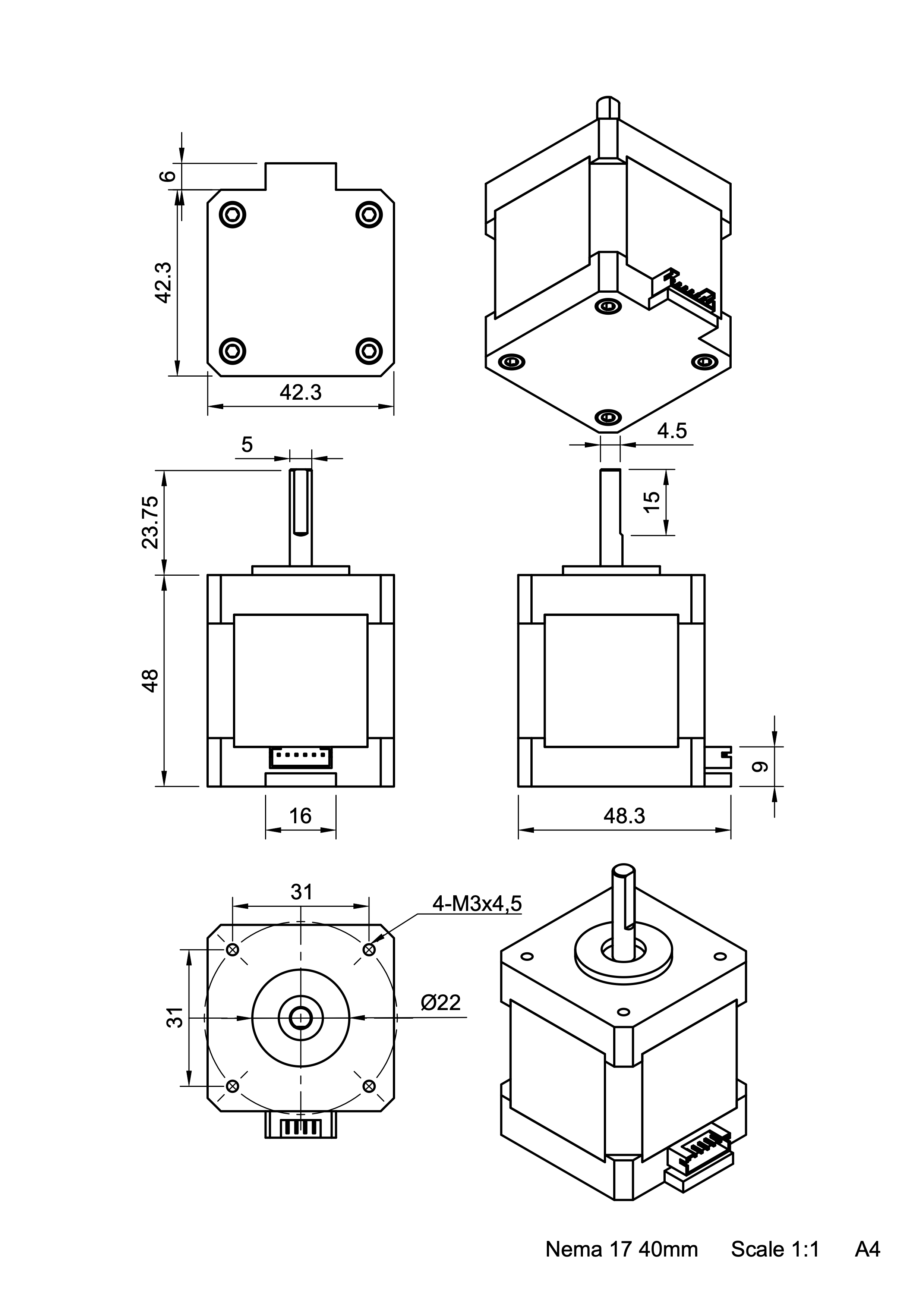 Nema 17 28 - 60mm 步进电机