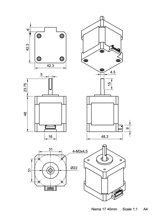 Nema 17 28 - 60mm 步进电机缩略图