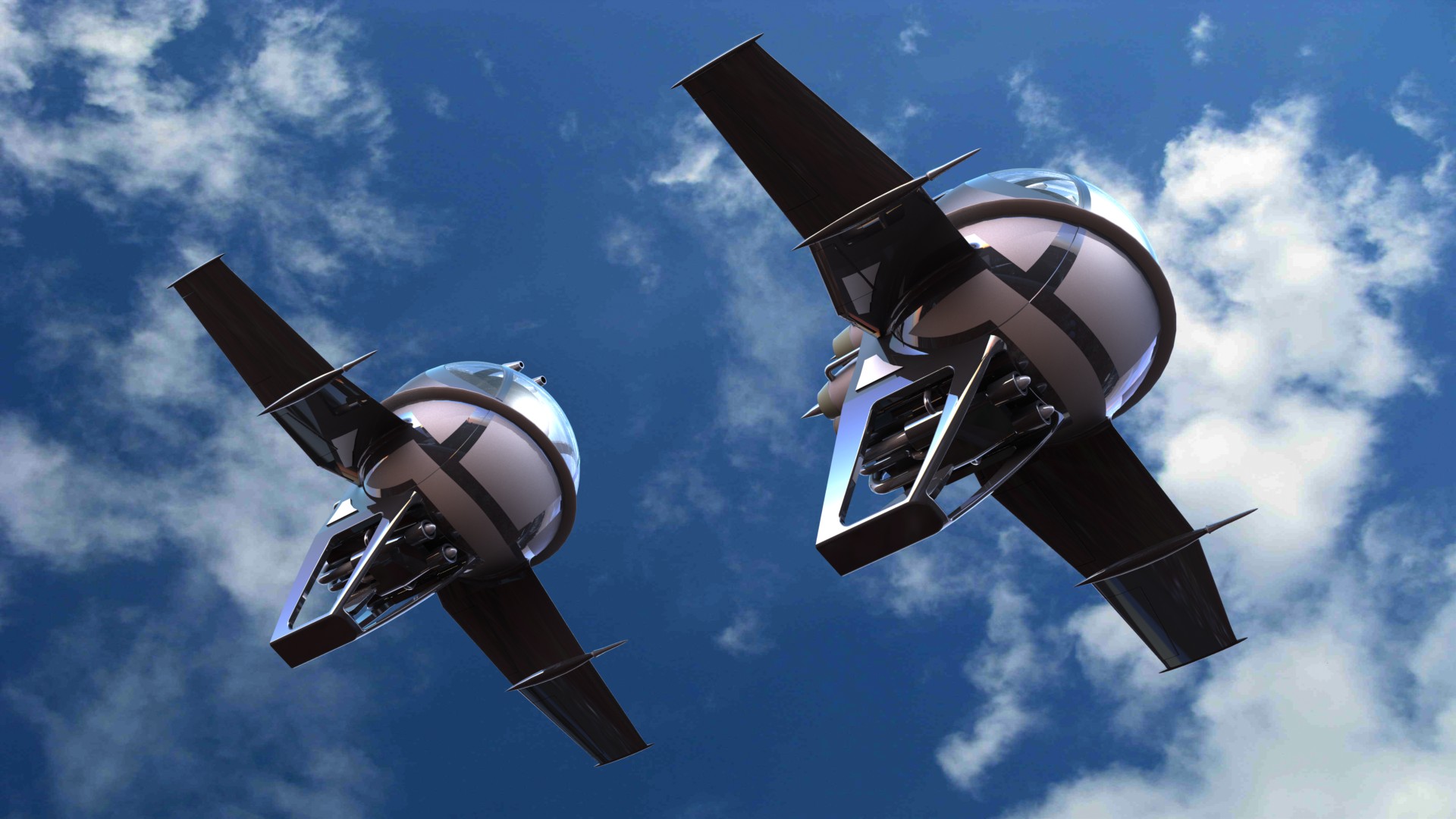 单座太空飞梭战斗机科幻模型