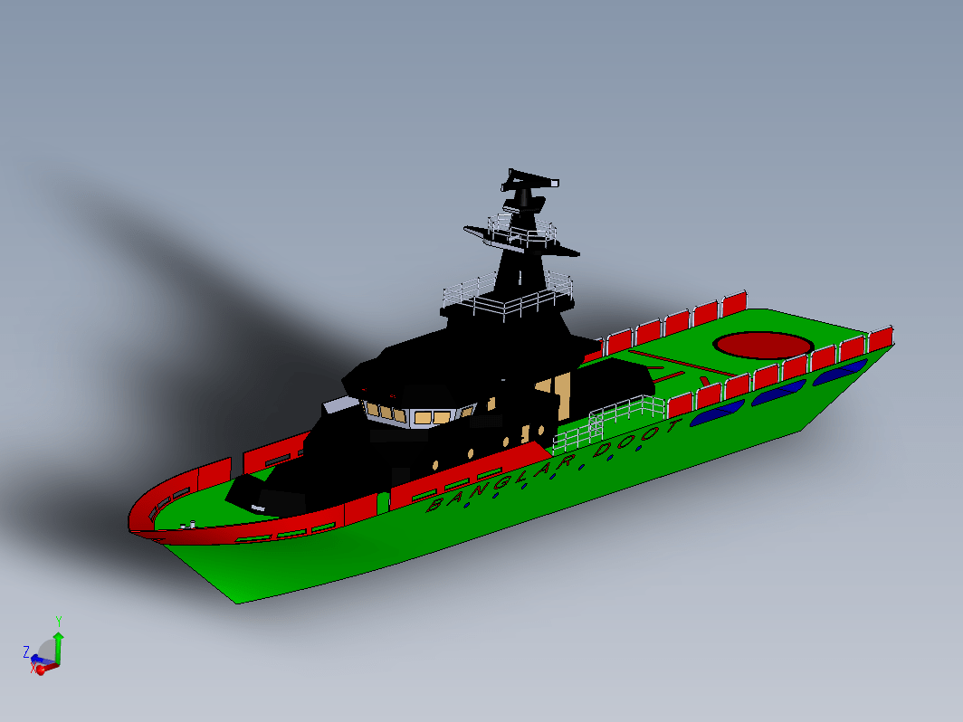 ship-10简易船舰模型3D图纸+Solidworks设计