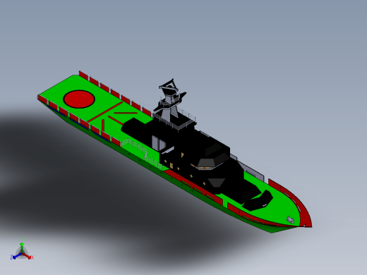 ship-10简易船舰模型3D图纸+Solidworks设计