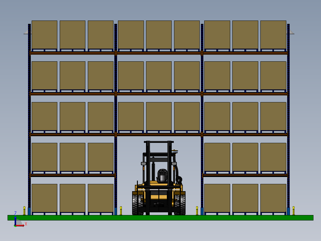 横梁货架叉车三维图