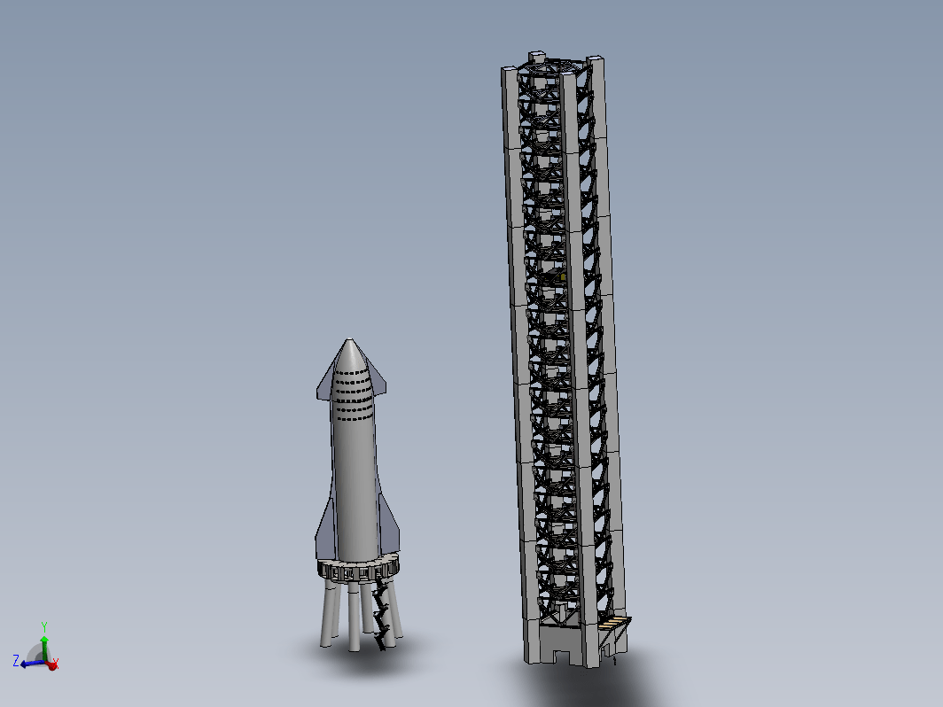 SpaceX火箭及发射塔模型