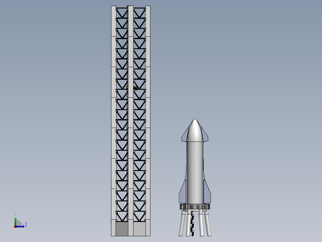 SpaceX火箭及发射塔模型