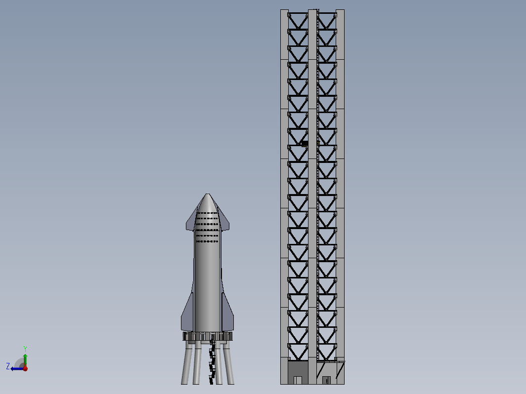 SpaceX火箭及发射塔模型