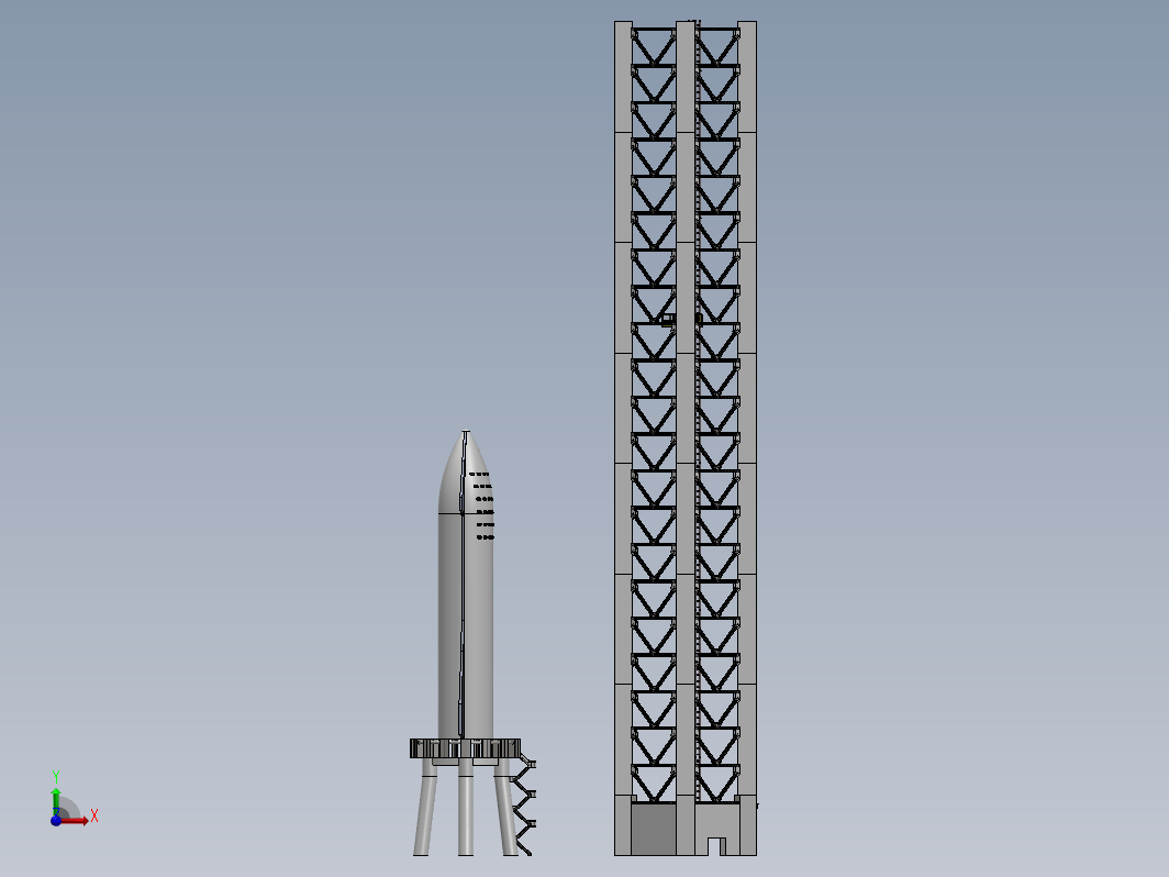 SpaceX火箭及发射塔模型