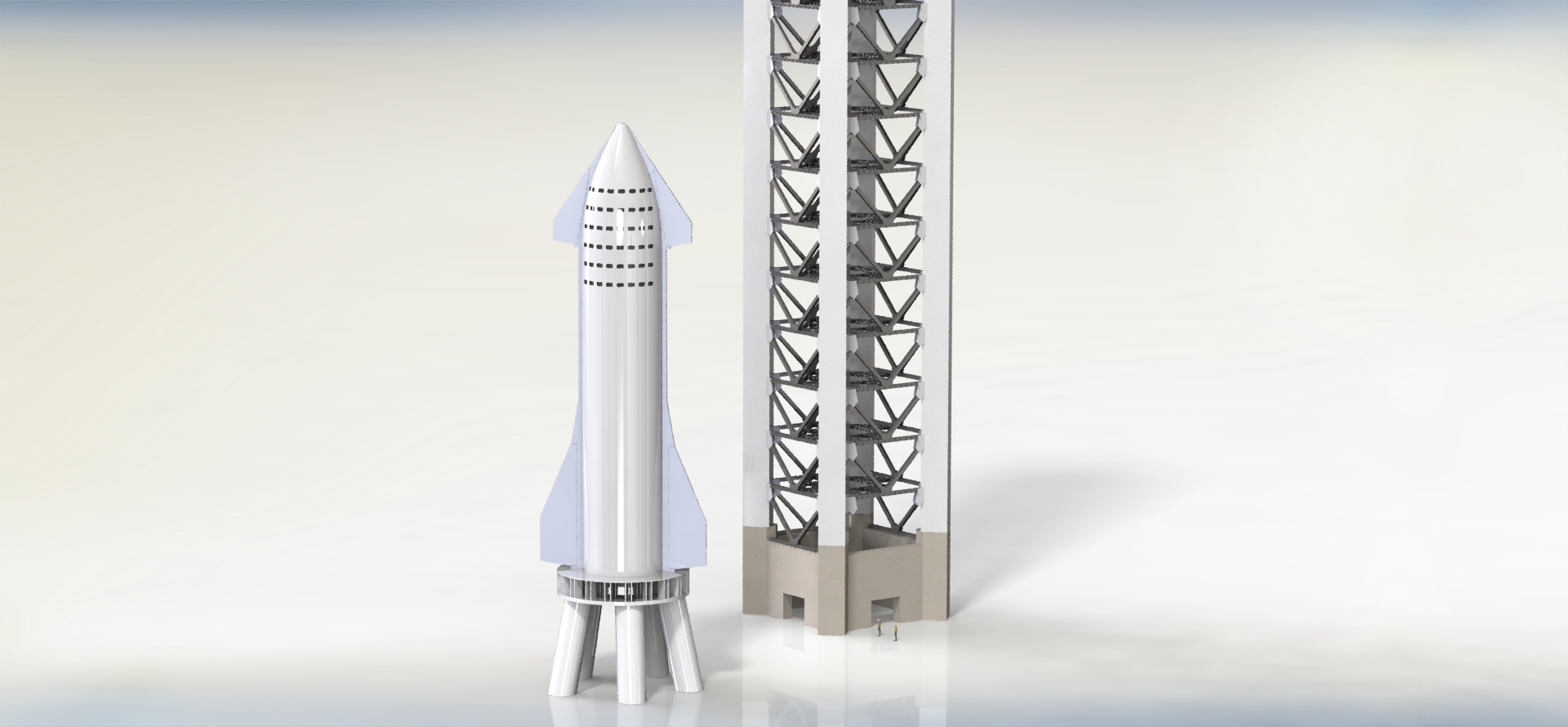 SpaceX火箭及发射塔模型