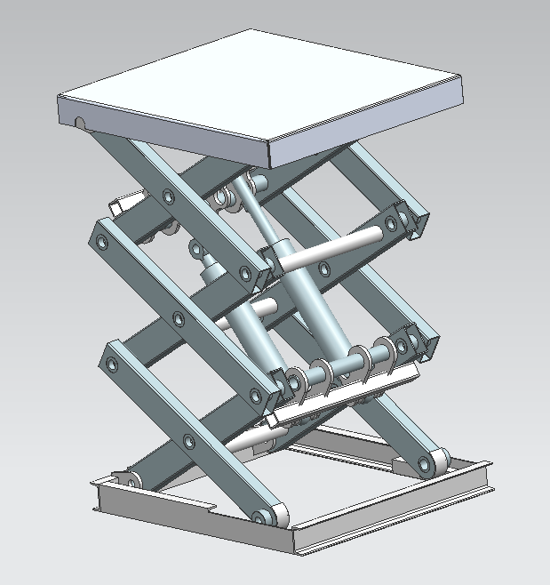 剪切式升降机：主结构采用高强度矩形方管制作
