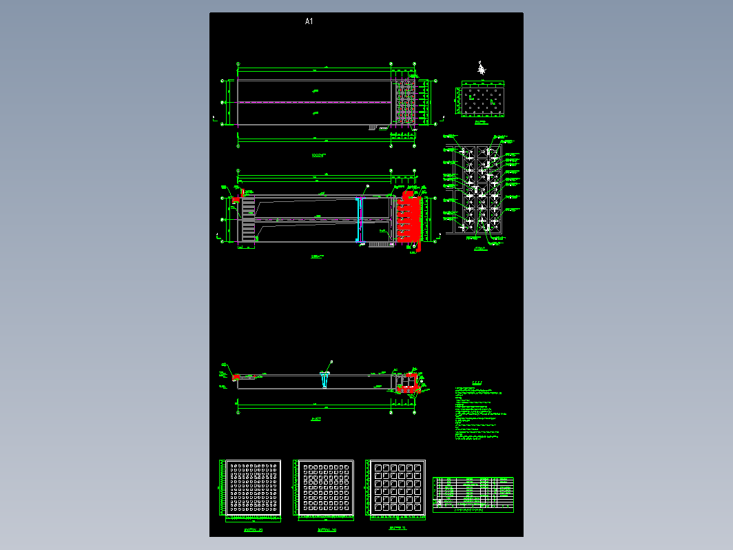 给水工程网格絮凝池+平流沉淀池设计cad工艺施工图（ 含设计说明）