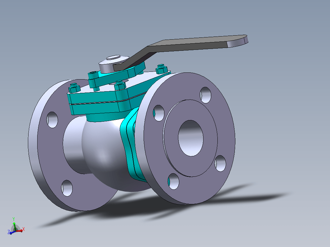 法兰连接球阀3D