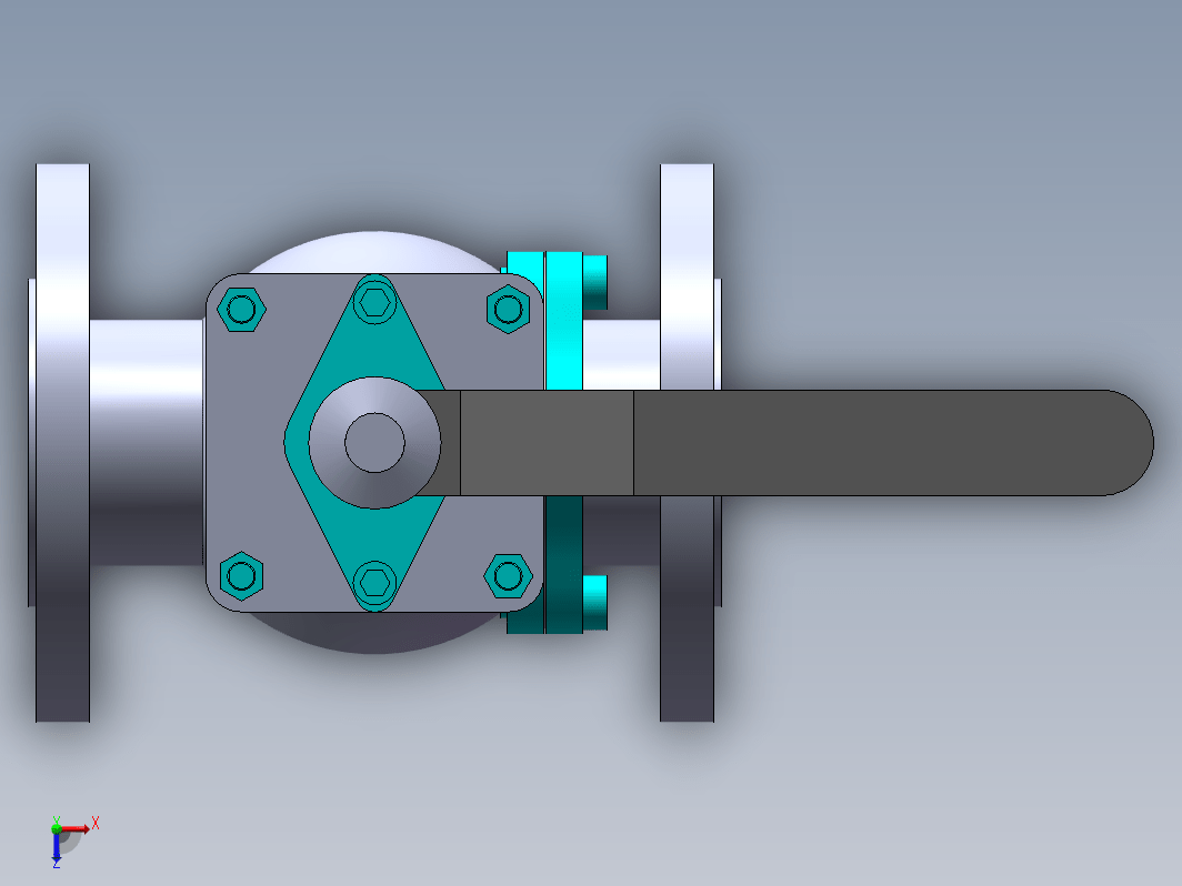 法兰连接球阀3D