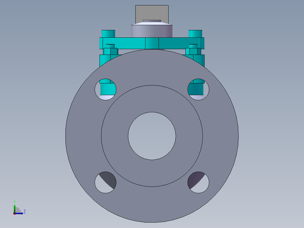 法兰连接球阀3D