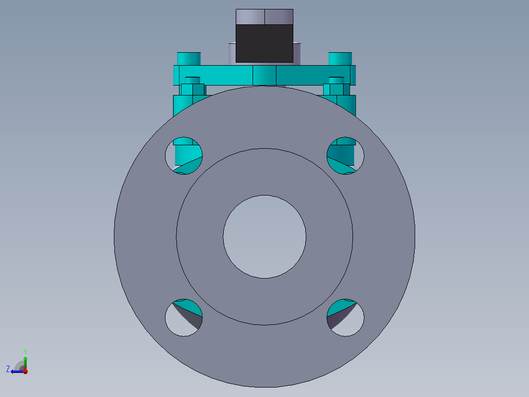 法兰连接球阀3D