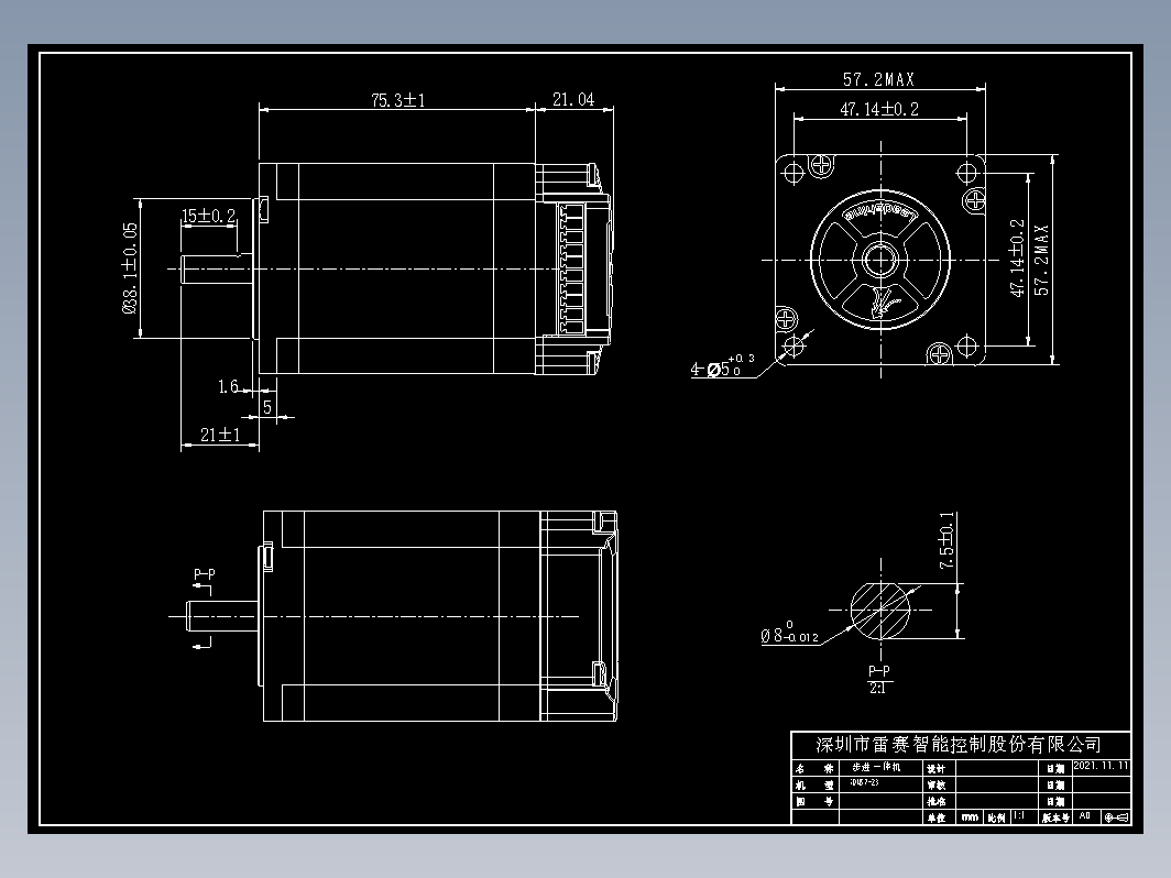 雷赛iDM57系列一体式电机2D图纸-CAD