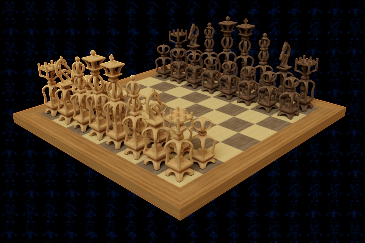 国际象棋割模型3D图 多种格式
