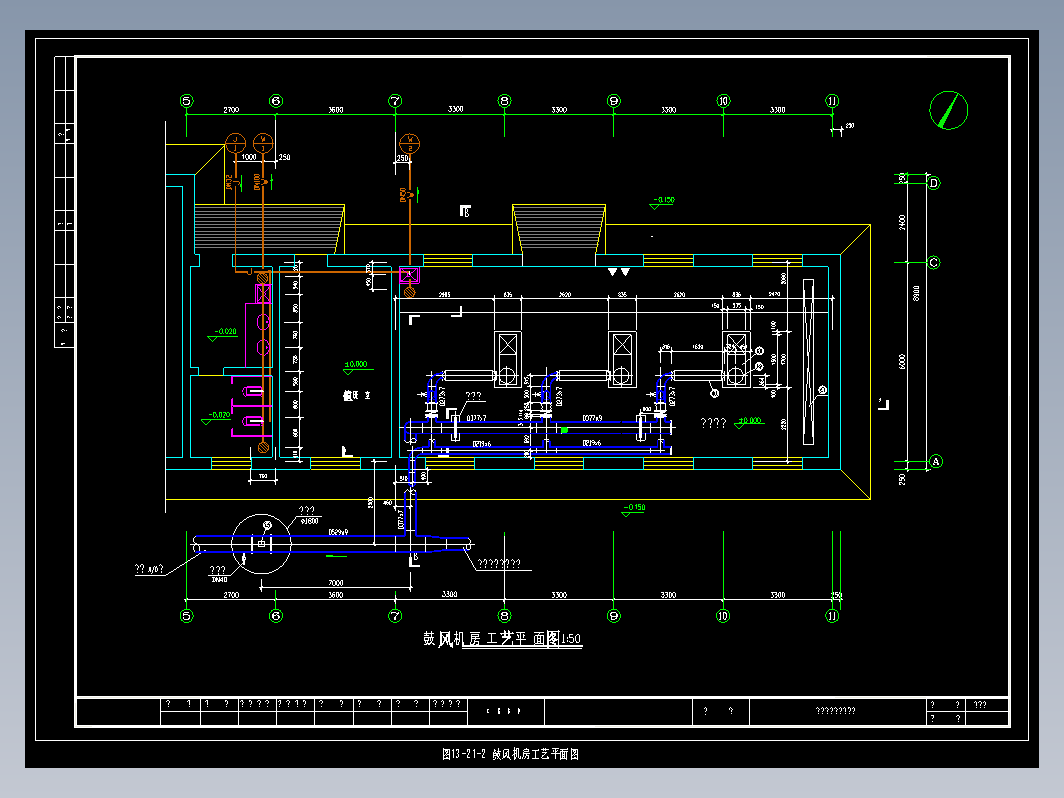 鼓风机房工艺平面图