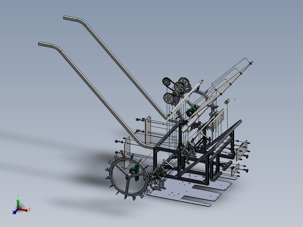 人力手拉插秧机模型文件三维SW2020无参+CAD+说明书