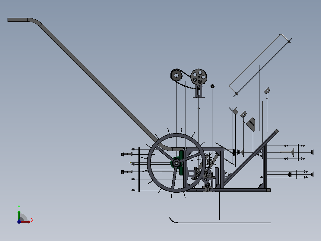 人力手拉插秧机模型文件三维SW2020无参+CAD+说明书