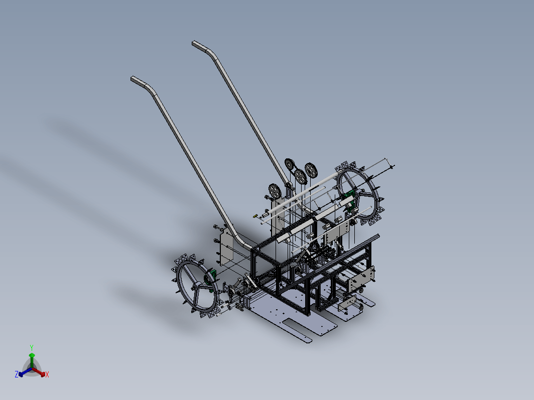 人力手拉插秧机模型文件三维SW2020无参+CAD+说明书