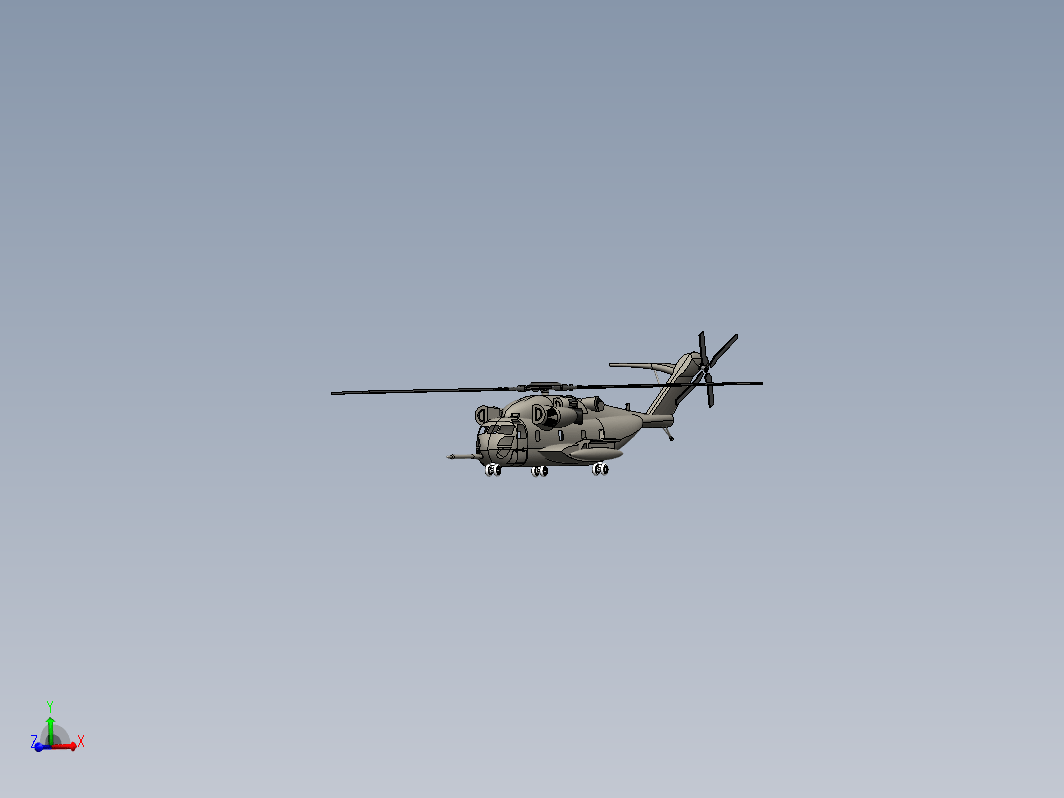 Sikorsky CH-53E涡喷直升机飞机简易模型