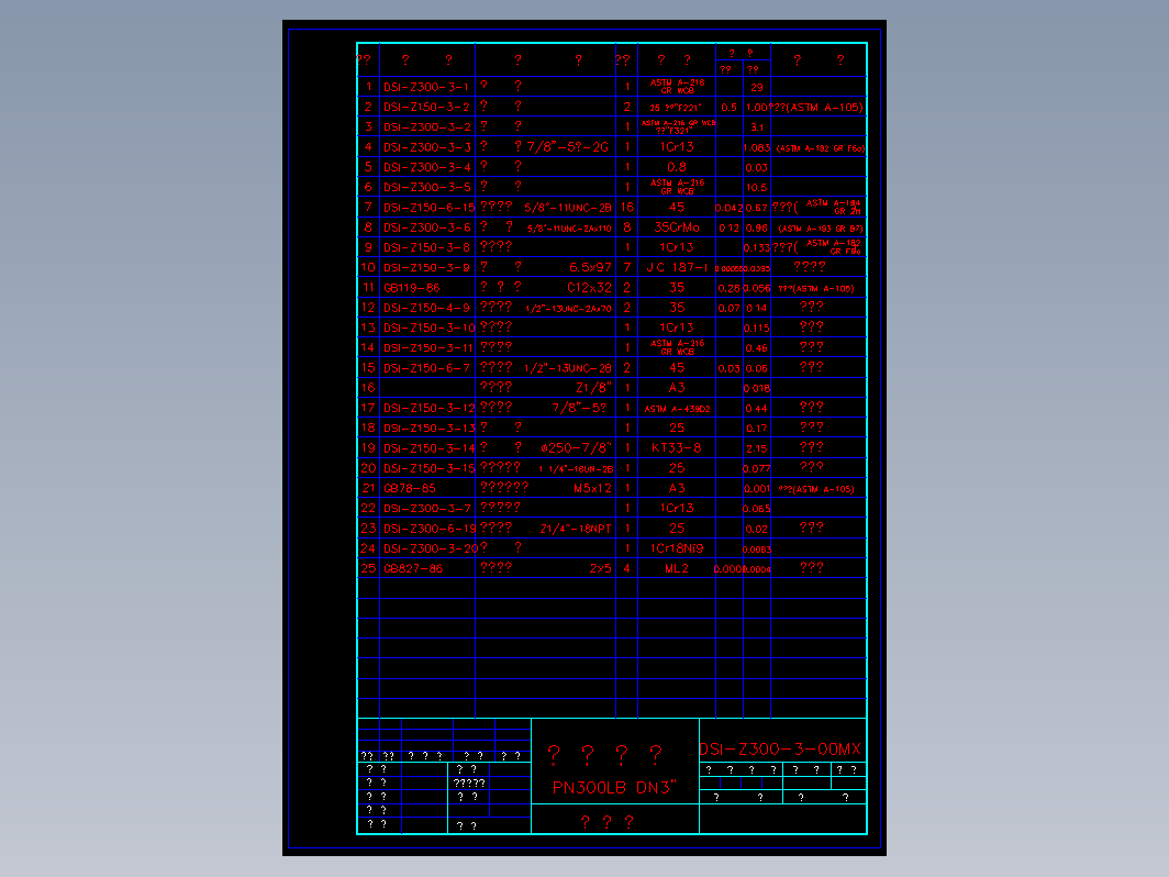 API标准闸阀300LB 3寸口径 Z3003MX