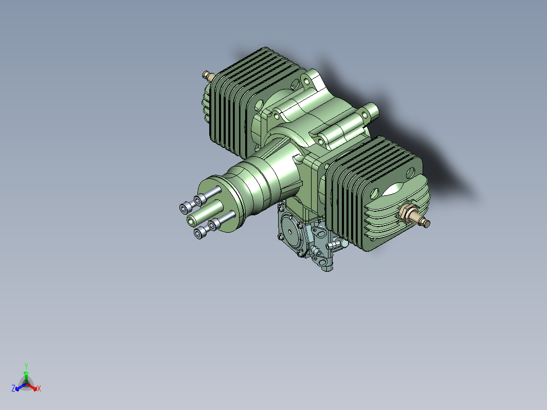Dla64双缸发动机模型3D图纸 STP格式
