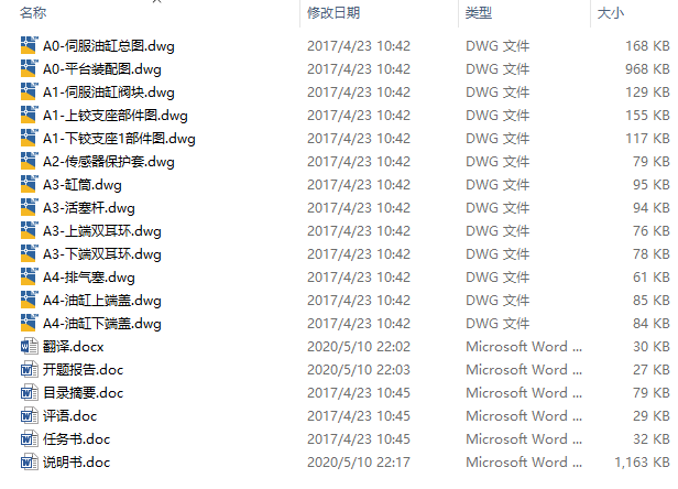 Stewart平台电液驱动机构设计CAD+说明