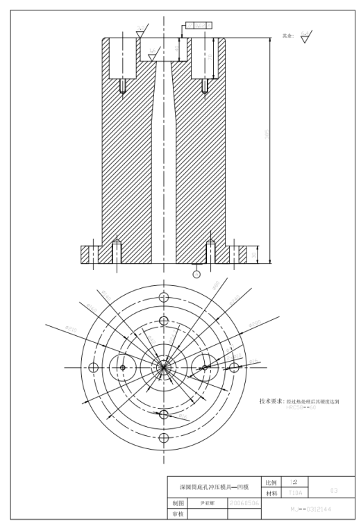 深圆筒底孔冲压工艺及模具设计CAD+说明缩略图