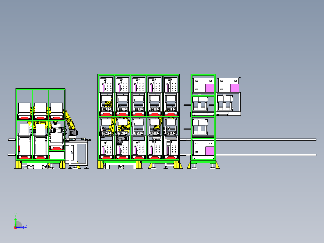 SMT CELL3移載PCBA進行測試 單個Cell內可進行4站測試